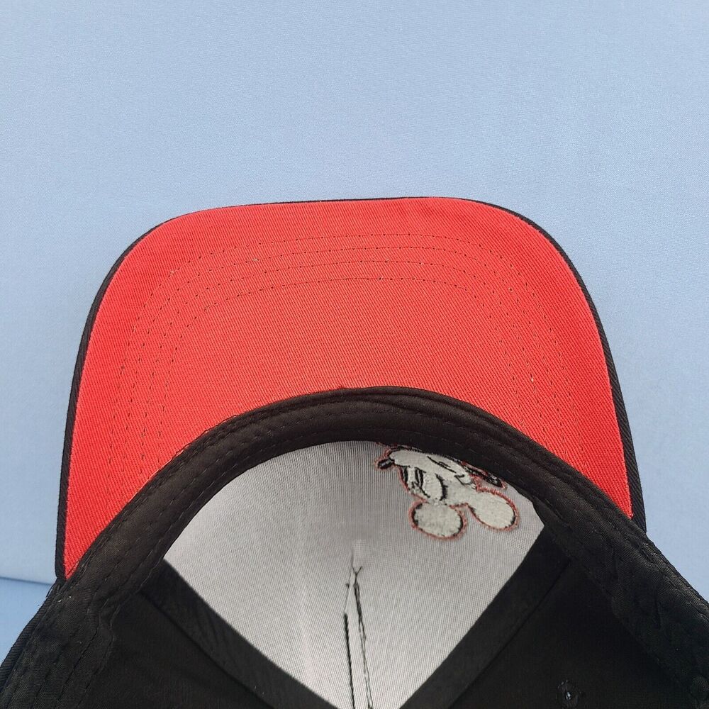Disney Mickey Mouse Hat Baseball Cap Angry Black Red Adjustable Snapback Eyebrow - Picture 8 of 11